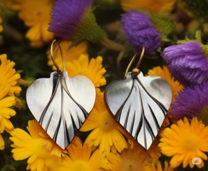 Natural Beauty Shell 925 Silver Earrings With Leaf Cut 22.50 Elegant & Stylish - Picture 1 of 7