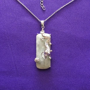 PAJ Plata de Ley 925 Dragón Colgante en Jade Amarillo Collar de Cadena Esterlina - Imagen 1 de 10