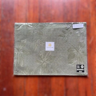 Vintage Wilton Court Silk Autumn Harvest Placemats Set Of Four Green Herb 13x18 - Image 1 of 4