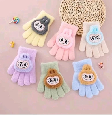 Cute The Monsters Children Gloves Keep warm Five Finger Gloves Knitted Gloves