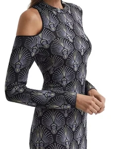 Reiss Anja Dress Size 8 Women's Black And Silver - Picture 1 of 8