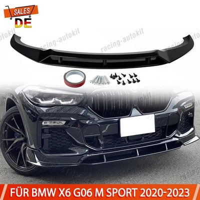 Performance Schwarz Hochglanz Frontspoiler Lippe für BMW X6 G06 M Sport 2020-23 - Bild 1 von 4