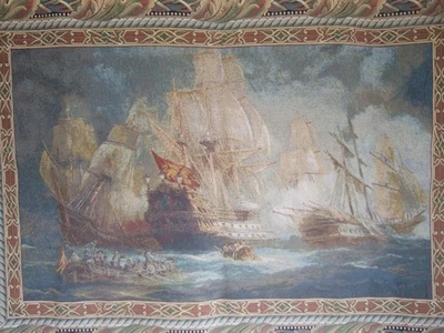 Venetian Tapestry The Battle of Lepanto Wall Hanging 122 x 95 cm Fabris Giuliana - Image 1 of 4