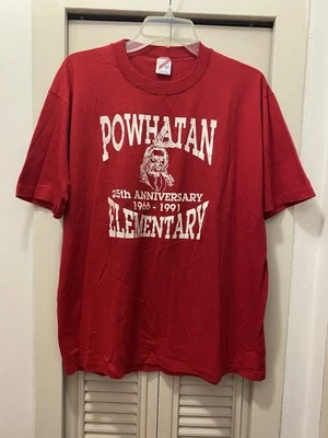 Vintage (1991) Single Stitch Powhatan Elementary Shirt•  Jerzees (Made USA) • XL - Image 1 of 4