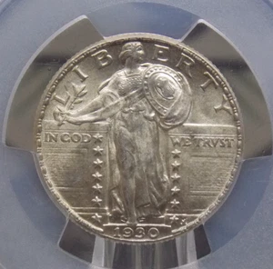 1930 "P" Standing Liberty SILVER Quarter 25c PCGS MS63 FH #819 *FULL HEAD* ECC&C - Bild 1 von 5