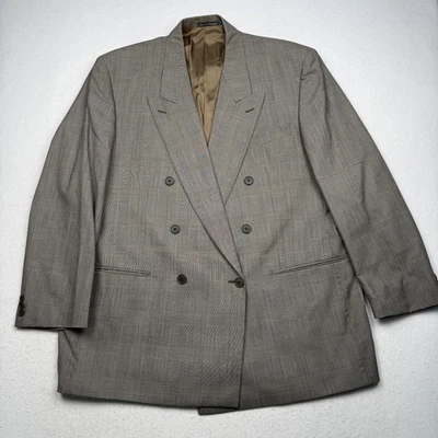 Blazer Yves Saint Laurent Para Hombres 44 Marrón Lana Doble Pecho Glen Chaqueta a Cuadros Foto 1 de 4