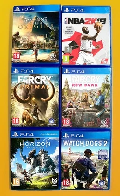 LOT TRAVAUX LOT de jeux PS4 Far Cry x2 NBA 2K Horizon Watch Dogs 2 Assassin’s Creed - Photo 1/4