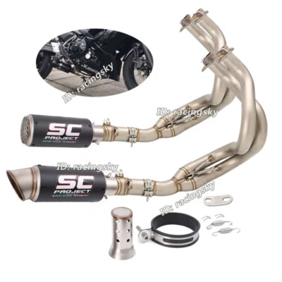 For Kawasaki Ninja 650 Z650 2012-2024 Full System Exhaust Carbon Tips Front Pipe - Image 1 of 4