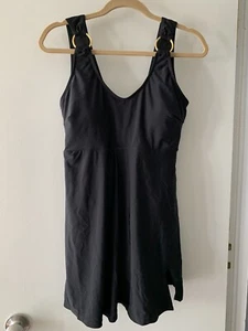 Black Bathing Suit Swim Tummy Control Skirt One Piece Womens XL - Picture 1 of 8