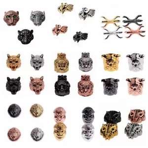 Zirkon Micro Pave Krone Löwe Wolf Elefant böser Verbinder Charm Perlen Armband - Bild 1 von 33