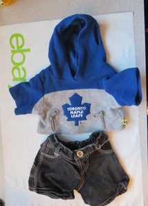 Build Bear BABW NHL Hockey Toronto Maple Leaf Hoodie and jean shorts - Imagen 1 de 3