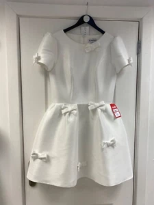 By Watters Mini wedding dress sample US12 mikado bow crew neck short sleeves - Picture 1 of 4
