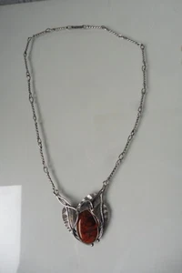 Bella Collana In Argento 925 Con Ambra - Foto 1 di 5