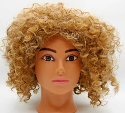 Peluca de pelo rizado Bobbi Boss Midway para mujer rubia dorada caja encaje frontal ajustable Foto 1 de 4