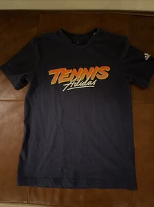 Adidas Aeroready Tennis Shirt Youth Medium (11/12) Boys Navy Blue Logo - Picture 1 of 3