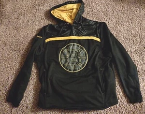 Reebok Boston Bruins Mens Hoodie Sweater XL Black Yellow NHL Faceoff Collection  - Picture 1 of 12
