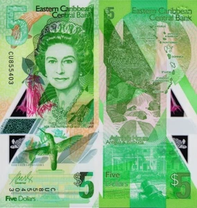 CARAIBI ORIENTALI - East Caribbean 5 Dollars 2021 Polymer FDS - UNC - Imagen 1 de 1