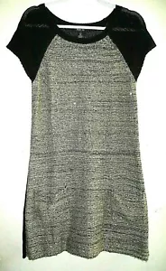Abito maglione donna STYLE & CO taglia L nero/grigio maglia marmorizzata manica corta 2 tasche - Foto 1 di 9
