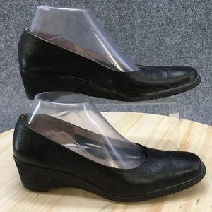 Zapatos de salón Salvatore Ferragamo para mujer 8,5 4A cuña estrecha cuero negro sin cordones - Imagen 1 de 10