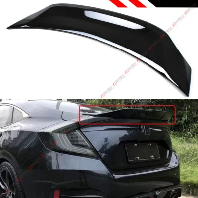 FOR 16-21 HONDA CIVIC SEDAN V3 GLOSSY BLACK HIGHKICK DUCKBILL TRUNK SPOILER WING Foto 1 de 4