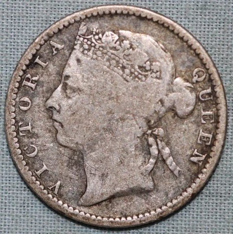 Straits Settlements~Malaysia~ Silver 10 Cents~ Queen Victoria~ 93¢  shipping Cover