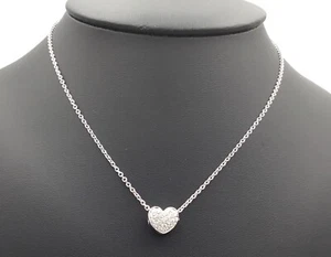 Collar de corazón de diamantes de oro blanco de 14 K 0,40 quilates para damas pieza privilegiada de 18"" de largo - Imagen 1 de 5