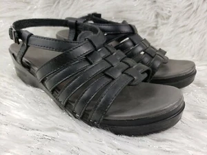 DANSKO Womens Size 8-8.5 EUR 39 Black Leather Strappy Open Toe Sandals Shoes  - Picture 1 of 6