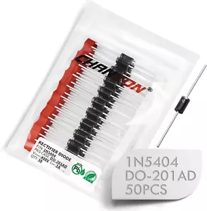 (Pack of 50 Pieces) 1N5404 Rectifier Diode 3A 400V DO-201AD (DO-27) Axial 5404 - Picture 1 of 12