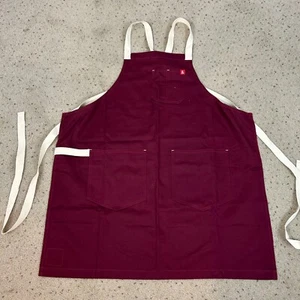 Hedley & Bennett Apron Deep Red Ties Pockets One Size Cotton - Picture 1 of 4
