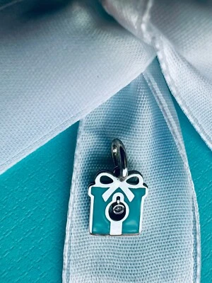 Tiffany & Co. Plata Azul Esmalte Diamante Regalo Caja Dije Colgante Foto 1 de 4