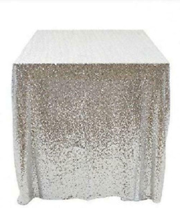 50''x50'' Square Silver Sequin Tablecloth Select Your Color  Size Can Be Availa