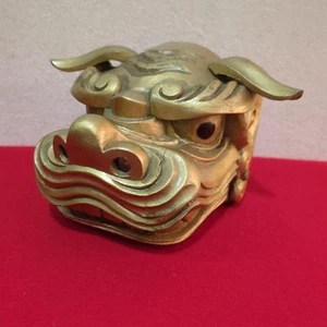 SHISHIMAI SHISHI LION HEAD Wooden Statue 7 inch Japan Vintage Figurine Ornament - Picture 1 of 8