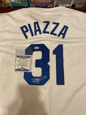 Mike Piazza Autographed Signed Los Angeles Dodgers Jersey Beckett COA - Image 1 of 4
