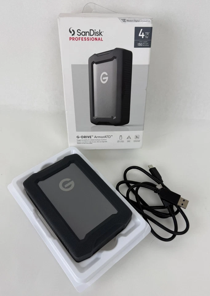 SanDisk Professional G-DRIVE 4TB External USB-C Portable Hard Drive - Black - OB - Image 1 of 3