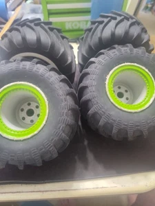4x Losi LMT GRAVE DIGGER RC MONSTER TRUCK TIRES & 17MM HEX DEEP DISH RIMS WHEELS - Picture 1 of 10