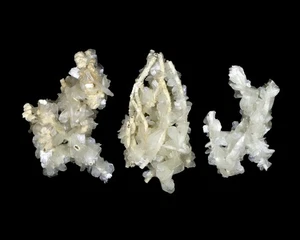 Natural Stilbite coated Coral Chalcedony Minerals 3 wand specimen India #M 299 - Picture 1 of 3