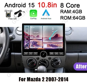 Radio estéreo para coche Carplay Android 15 GPS navegación WIFI 4+64 GB para Mazda 2 2007-2014 - Imagen 1 de 17