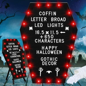 Coffin Letter Board with Stand Built in LED Lights 620 Characters Halloween 17"  - Picture 1 of 13