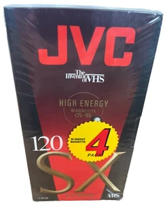 NUEVO PAQUETE SELLADO 4 de casetes de video VHS de alta energía en blanco JVC SX120 T-120 SX - Imagen 1 de 3