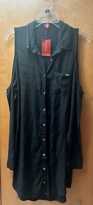 NUEVO CON ETIQUETAS ADIVINAR Camisa Vestido Gigi Hombro Frío Botón Talla S Negro Nuevo Foto 1 de 4