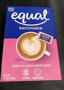 equal saccharin zero Calorie sweetener 100 pack 1 box 6/20/24 - Picture 1 of 5