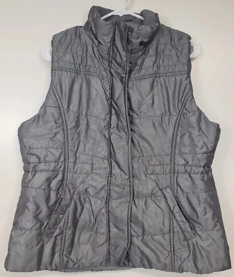 New York and Company Black Sleeveless Puffy Vest Jacket Woman Large Gray - Image 1 of 4