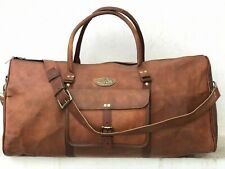  Genuine Leather Camel hide Travel Luggage Duffel Bag Tote 28" Vintage Men's