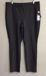 NYDJ Pants NWT $99 Classic Gray Pinstripe Elastic Waist Women’s Size 16 Career - Picture 1 of 11