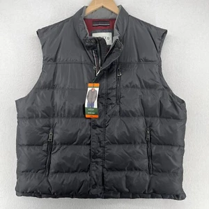 ORVIS Vest Men 2XL Goose Down Quilted Puffer Snap Zip Up Nylon Winter Gray NEW - Picture 1 of 15