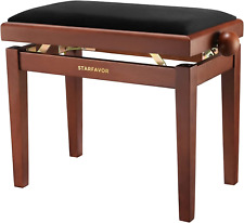 Piano Bench Adjustable, Wooden Piano Stool Padded Piano Seat Cushion, Duet Keybo