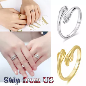 Give Me a Hug Ring Adjustable Couple Lover Valentine's Day Gift Girlfriend Wife - Picture 1 of 20