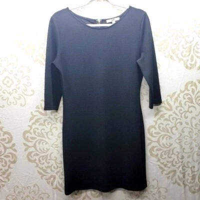 Vestido Ya Los Angeles Acanalado Negro Manga 3/4 con Cremallera Espalda Talla Grande Foto 1 de 4