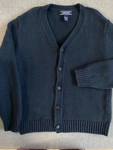 Lands' End Boys 100% Cotton Navy Blue Button Up Cardigan Sweater, Medium 10-12 - Picture 1 of 3