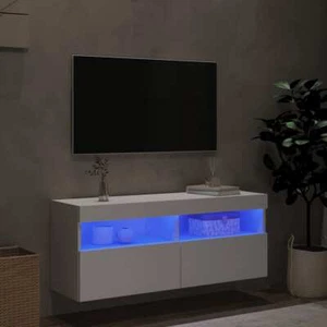 RGB LED Lights TV Cabinet Wooden Entertainment Unit Table Stand Storage Shelf - Picture 1 of 11